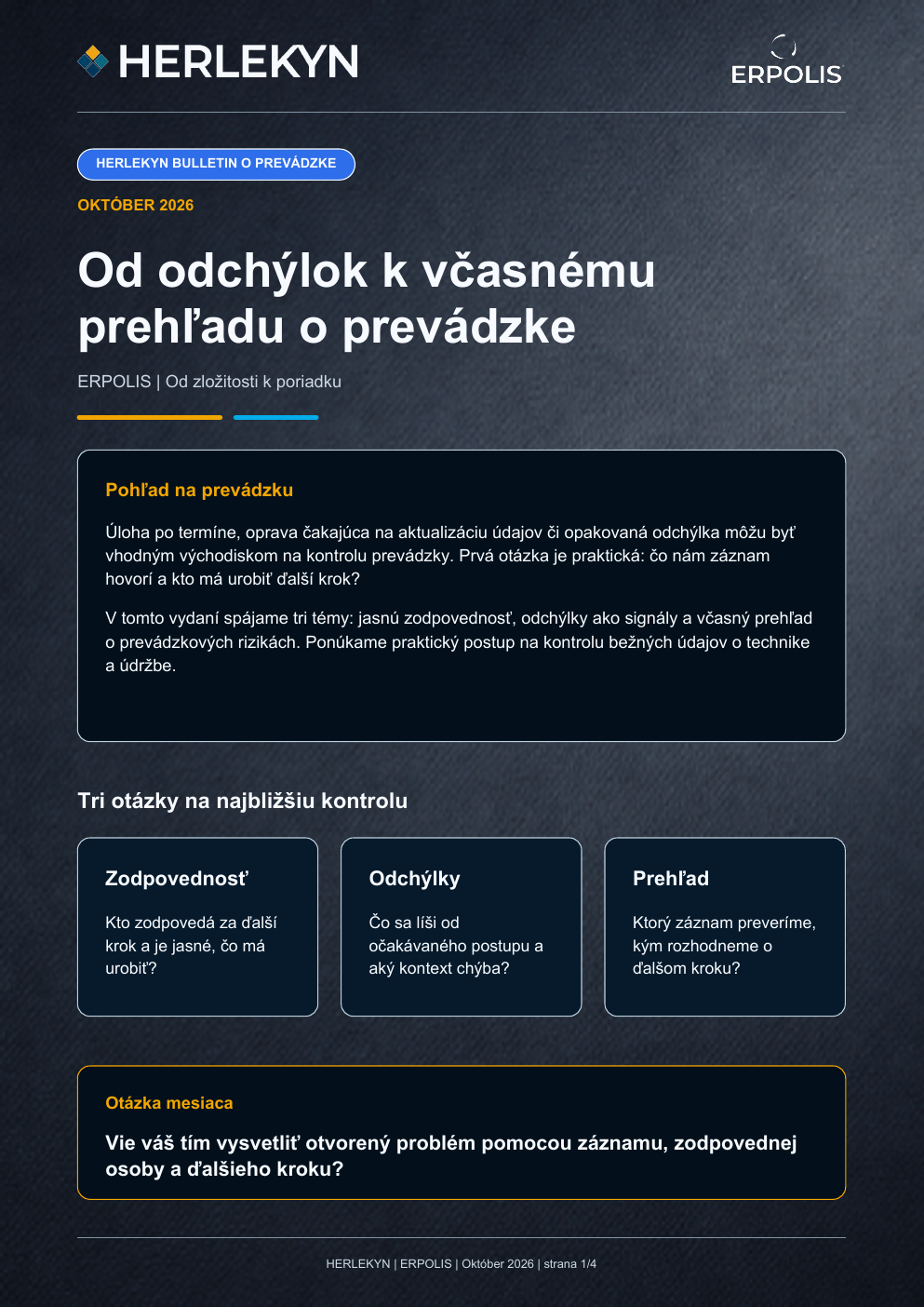 Októbrový bulletin o prevádzke 2026 | HERLEKYN